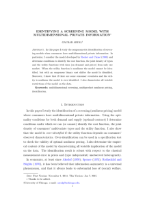 IDENTIFYING A SCREENING MODEL WITH MULTIDIMENSIONAL PRIVATE INFORMATION