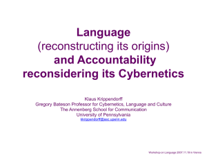 Language and Accountability reconsidering its Cybernetics (reconstructing its origins)
