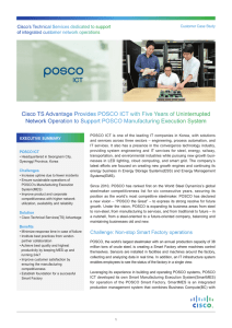 Cisco TS Advantage Provides POSCO ICT with Five Years of... Network Operation to Support POSCO Manufacturing Execution System