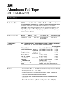 3 Aluminum Foil Tape 431 439L (Linered)