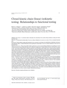 Closed kinetic (linear) isokinetic testing:  Relationships to functional testing chain