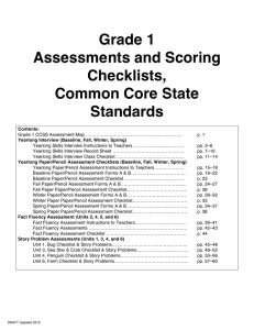 Grade 1 Assessments and Scoring Checklists,