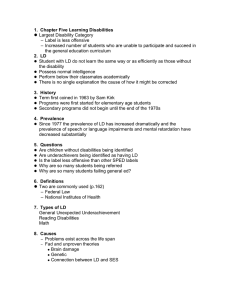 1.  Chapter Five Learning Disabilities  Largest Disability Category