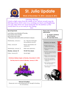 St. Julia Update Week of December 14, 2015- January 8, 2016
