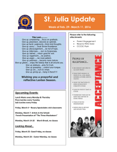 St. Julia Update Week of Feb. 29- March 11, 2016