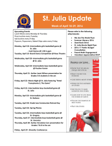 St. Julia Update Week of April 18-29, 2016