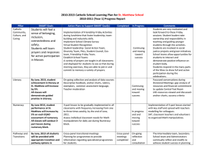 2010‐2013 Catholic School Learning Plan for  2010‐2011 (Year 1) Progress Report  St. Matthew School 