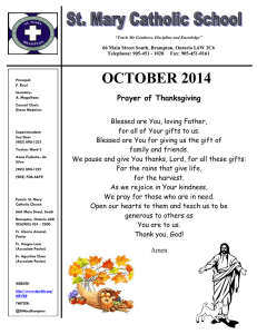 OCTOBER 2014 Prayer of Thanksgiving  Blessed are You, loving Father,