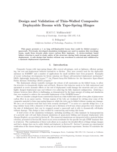 Design and Validation of Thin-Walled Composite Deployable Booms with Tape-Spring Hinges