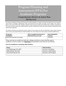 Program Planning and Assessment (PPA) For Academic Programs Comprehensive Review &amp; Action Plan