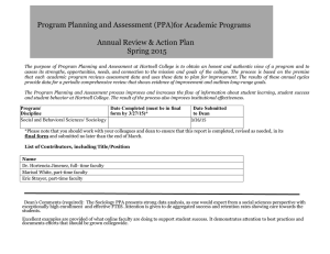 Program Planning and Assessment (PPA)for Academic Programs Spring 2015