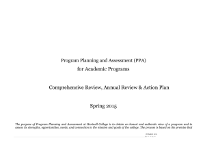 for Academic Programs Comprehensive Review, Annual Review &amp; Action Plan Spring 2015