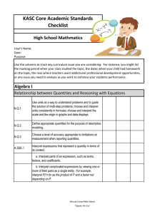 KASC Core Academic Standards Checklist High School Mathmatics