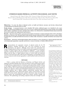 ORIGINAL ARTICLES EVIDENCE BASED PHYSICAL ACTIVITY FOR SCHOOL-AGE YOUTH