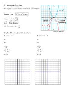 5.1  Quadratic Functions c bx ax