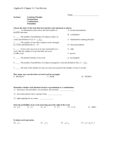 Algebra II- Chapter 12- Test Review  Name _________________________