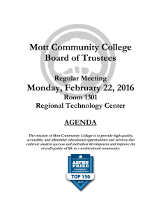 Mott Community College Board of Trustees Monday, February 22, 2016