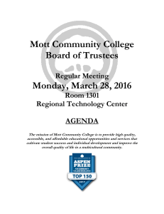 Mott Community College Board of Trustees Monday, March 28, 2016