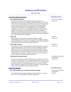 Summary of CPSC Actions Associate Degree Revision March 28, 2014 Early Childhood Education