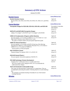 Summary	of	CPSC	Actions Bracket Course Course Revision January 25, 2013