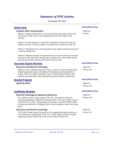 Summary	of	CPSC	Actions Action Item December 20, 2013 Academic Affairs Subcommittee