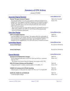 Summary	of	CPSC	Actions Associate Degree Revision January 27, 2012 Physical Therapist Assistant Program