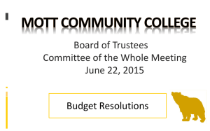 Board of Trustees Committee of the Whole Meeting June 22, 2015 Budget Resolutions