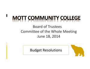 Board of Trustees Committee of the Whole Meeting June 18, 2014 Budget Resolutions