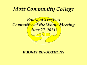 Mott Community College Board of Trustees Committee of the Whole Meeting