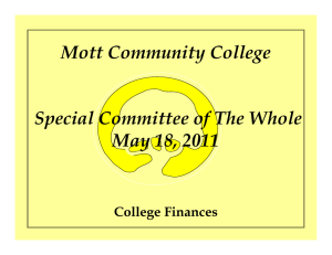 Mott Community College Special Committee of The Whole May 18, 2011 College Finances