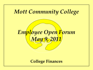 Mott Community College Employee Open Forum May 9, 2011 College Finances