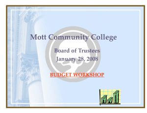 Mott Community College Board of Trustees January 28, 2008 BUDGET WORKSHOP