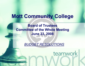 Mott Community College Board of Trustees Committee of the Whole Meeting