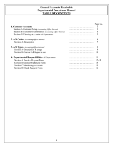 General Accounts Receivable Departmental Procedures Manual TABLE OF CONTENTS