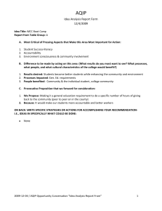AQIP Idea Analysis Report Form 12/4/2009