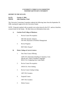 UNIVERSITY CURRICULUM COMMITTEE WESTERN KENTUCKY UNIVERSITY  REPORT TO THE SENATE: