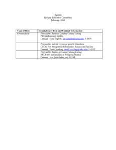 Agenda General Education Committee February, 2009