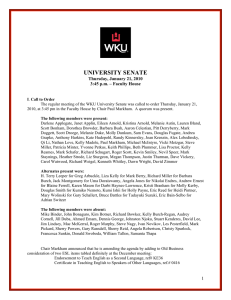 UNIVERSITY SENATE  Thursday, January 21, 2010 3:45 p.m. – Faculty House