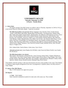 UNIVERSITY SENATE  Thursday, September 16, 2010 3:45 p.m. – Faculty House