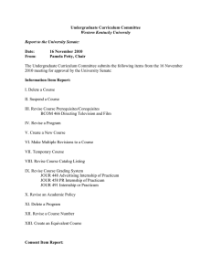 Undergraduate Curriculum Committee Date: 16 November 2010 From: