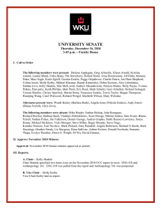 UNIVERSITY SENATE  Thursday, December 16, 2010 3:45 p.m. – Faculty House