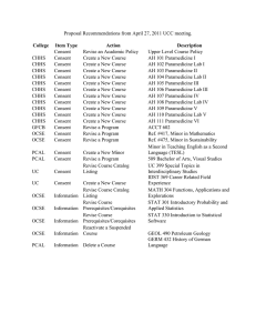 Proposal Recommendations from April 27, 2011 UCC meeting.  Consent