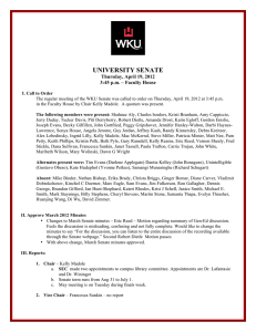 UNIVERSITY SENATE  Thursday, April 19, 2012 3:45 p.m. – Faculty House