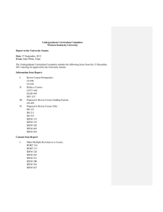 Undergraduate Curriculum Committee Western Kentucky University  Report to the University Senate: