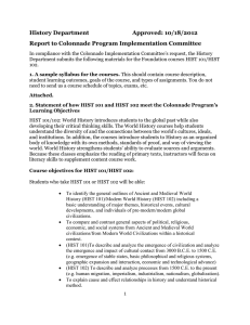 History Department  Approved: 10/18/2012 Report to Colonnade Program Implementation Committee