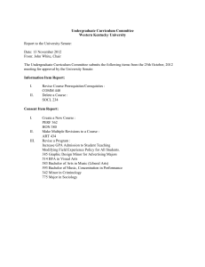 Report to the University Senate: Date: 13 November 2012
