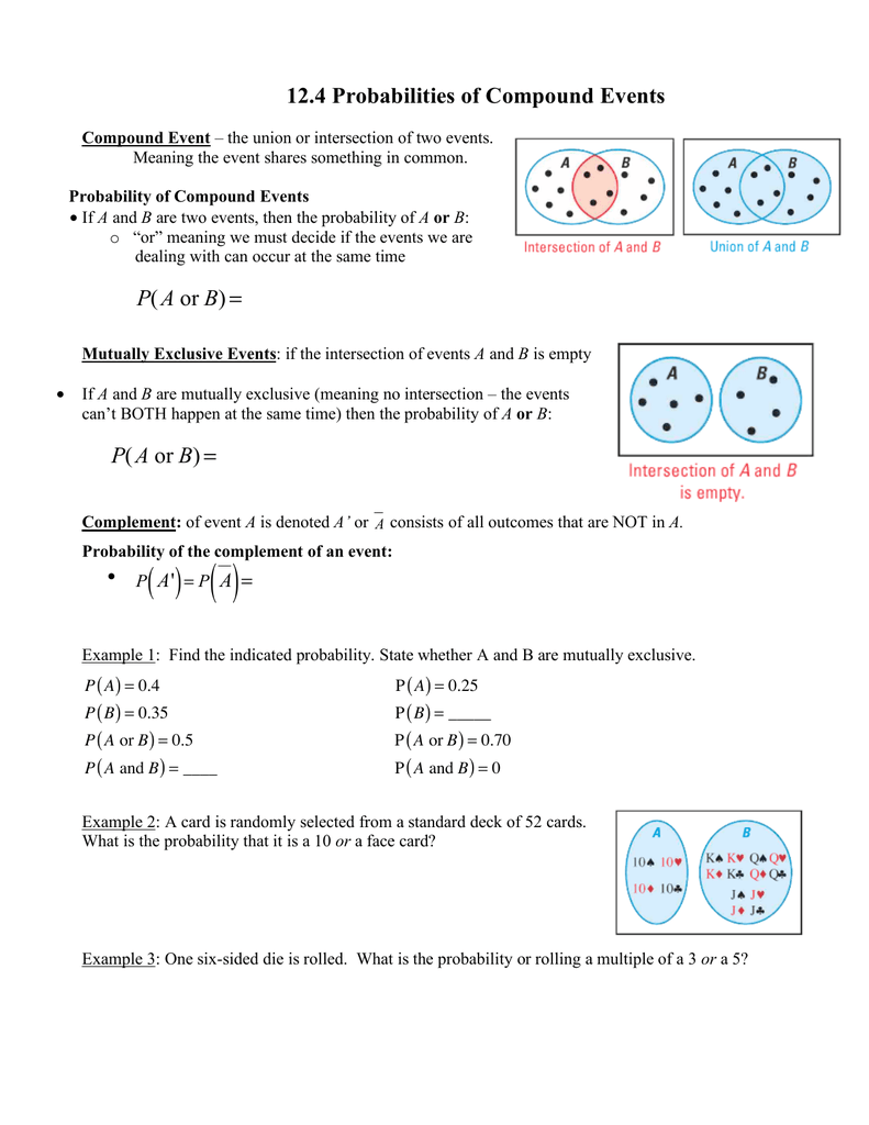 11.11 Probabilities of Compound Events Throughout Probability Of Compound Events Worksheet