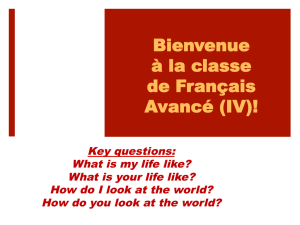 Bienvenue à la classe de Français Avancé (IV)!