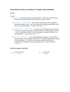 Notes Review Prior to Section 1.4 Limits and Continuity