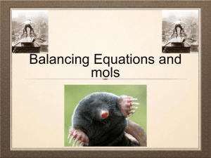 Balancing Equations and mols
